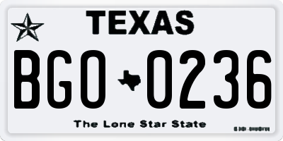 TX license plate BGO0236
