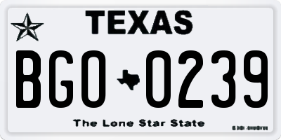 TX license plate BGO0239