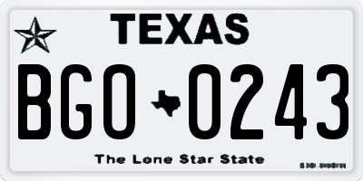 TX license plate BGO0243