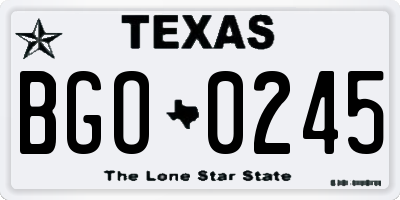 TX license plate BGO0245