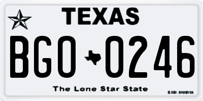 TX license plate BGO0246