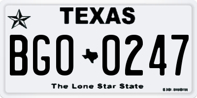TX license plate BGO0247