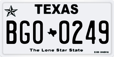 TX license plate BGO0249