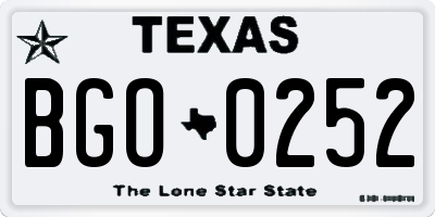 TX license plate BGO0252