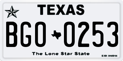 TX license plate BGO0253