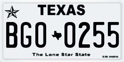 TX license plate BGO0255