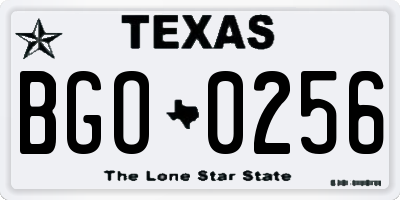 TX license plate BGO0256