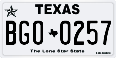TX license plate BGO0257