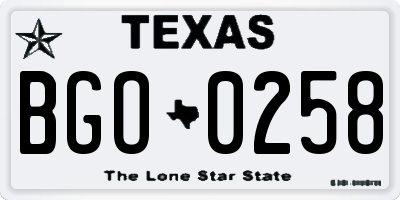 TX license plate BGO0258