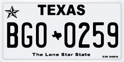 TX license plate BGO0259