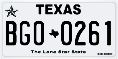 TX license plate BGO0261