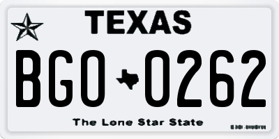 TX license plate BGO0262