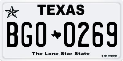 TX license plate BGO0269