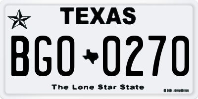 TX license plate BGO0270