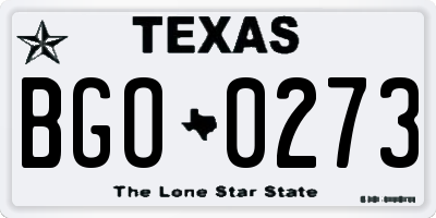 TX license plate BGO0273