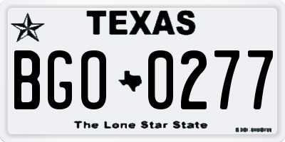 TX license plate BGO0277
