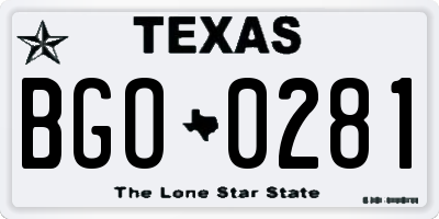 TX license plate BGO0281