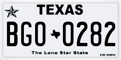 TX license plate BGO0282
