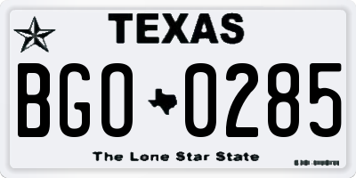 TX license plate BGO0285