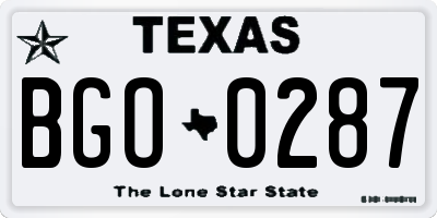 TX license plate BGO0287