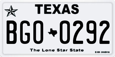 TX license plate BGO0292