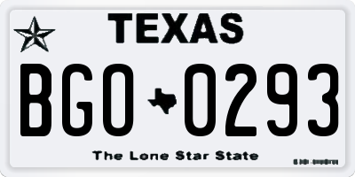 TX license plate BGO0293
