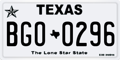 TX license plate BGO0296