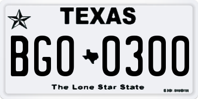 TX license plate BGO0300