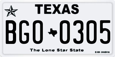 TX license plate BGO0305