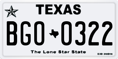 TX license plate BGO0322