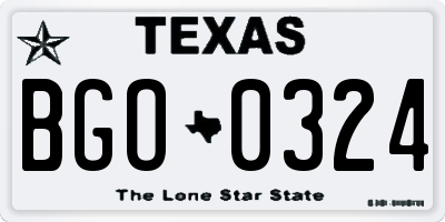 TX license plate BGO0324