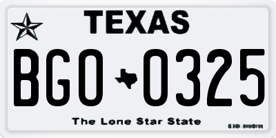 TX license plate BGO0325
