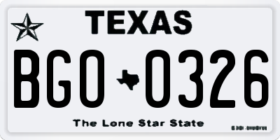 TX license plate BGO0326