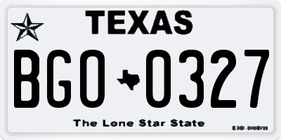 TX license plate BGO0327