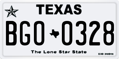 TX license plate BGO0328