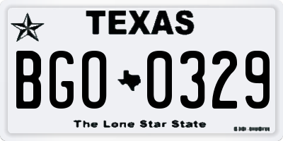 TX license plate BGO0329