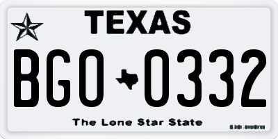 TX license plate BGO0332