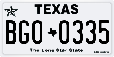TX license plate BGO0335