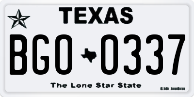 TX license plate BGO0337
