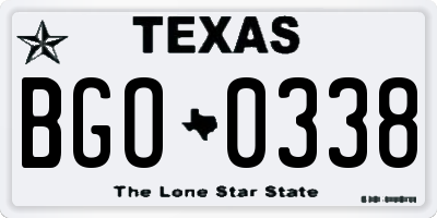 TX license plate BGO0338