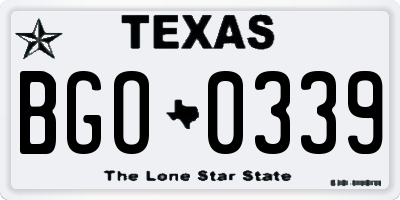 TX license plate BGO0339