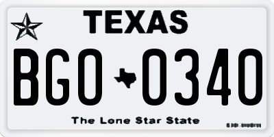 TX license plate BGO0340