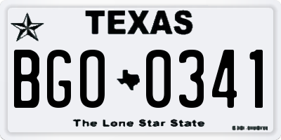 TX license plate BGO0341