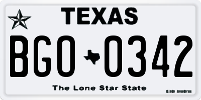 TX license plate BGO0342