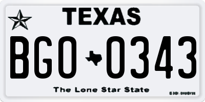 TX license plate BGO0343
