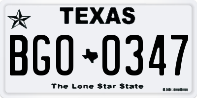 TX license plate BGO0347