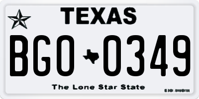 TX license plate BGO0349