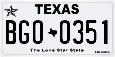 TX license plate BGO0351