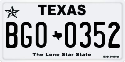 TX license plate BGO0352