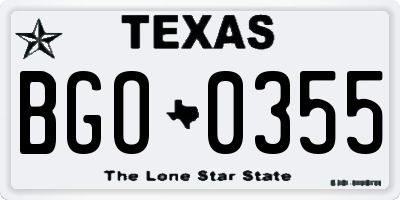 TX license plate BGO0355